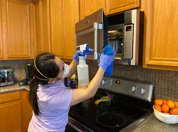 Cleaning team at work